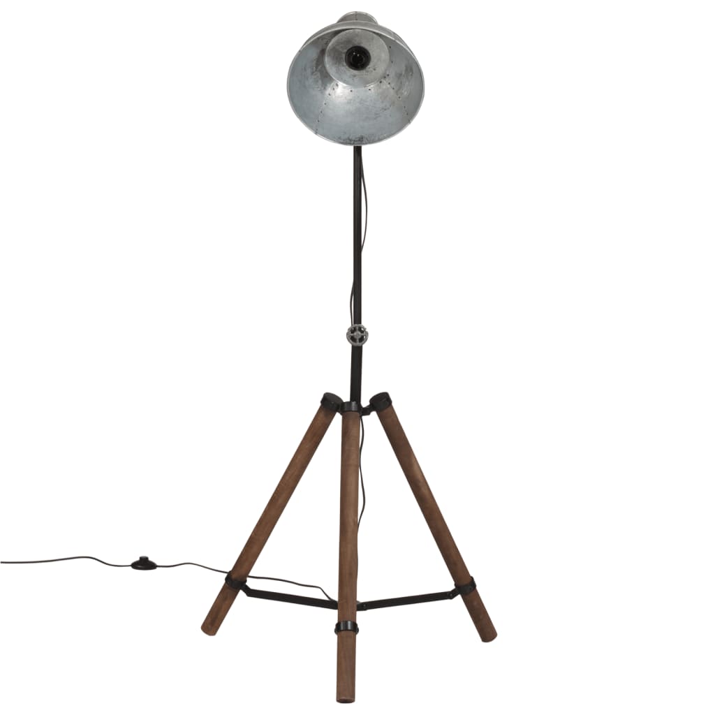 vidaXL Φωτιστικό Δαπέδου 25 W Vintage Ασημί 75x75x90-150 εκ. Ε27