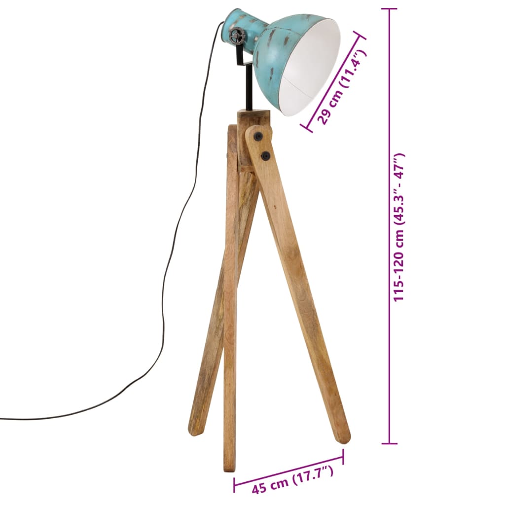 vidaXL Φωτιστικό Δαπέδου 25 W Αντικέ Μπλε 45x45x120 εκ. Ε27
