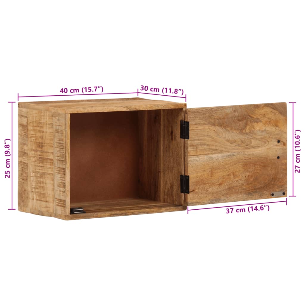 vidaXL Κομοδίνο Επιτοίχιο με Αποθ. Χώρο 40x30x25 εκ. Μασίφ Ξύλο Μάνγκο
