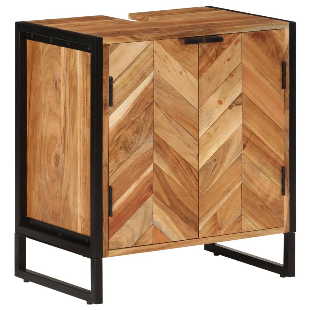 vidaXL Ντουλάπι Μπάνιου Επιτοίχιο 55x35x60 εκ. Μασίφ Ακακία/Σίδερο