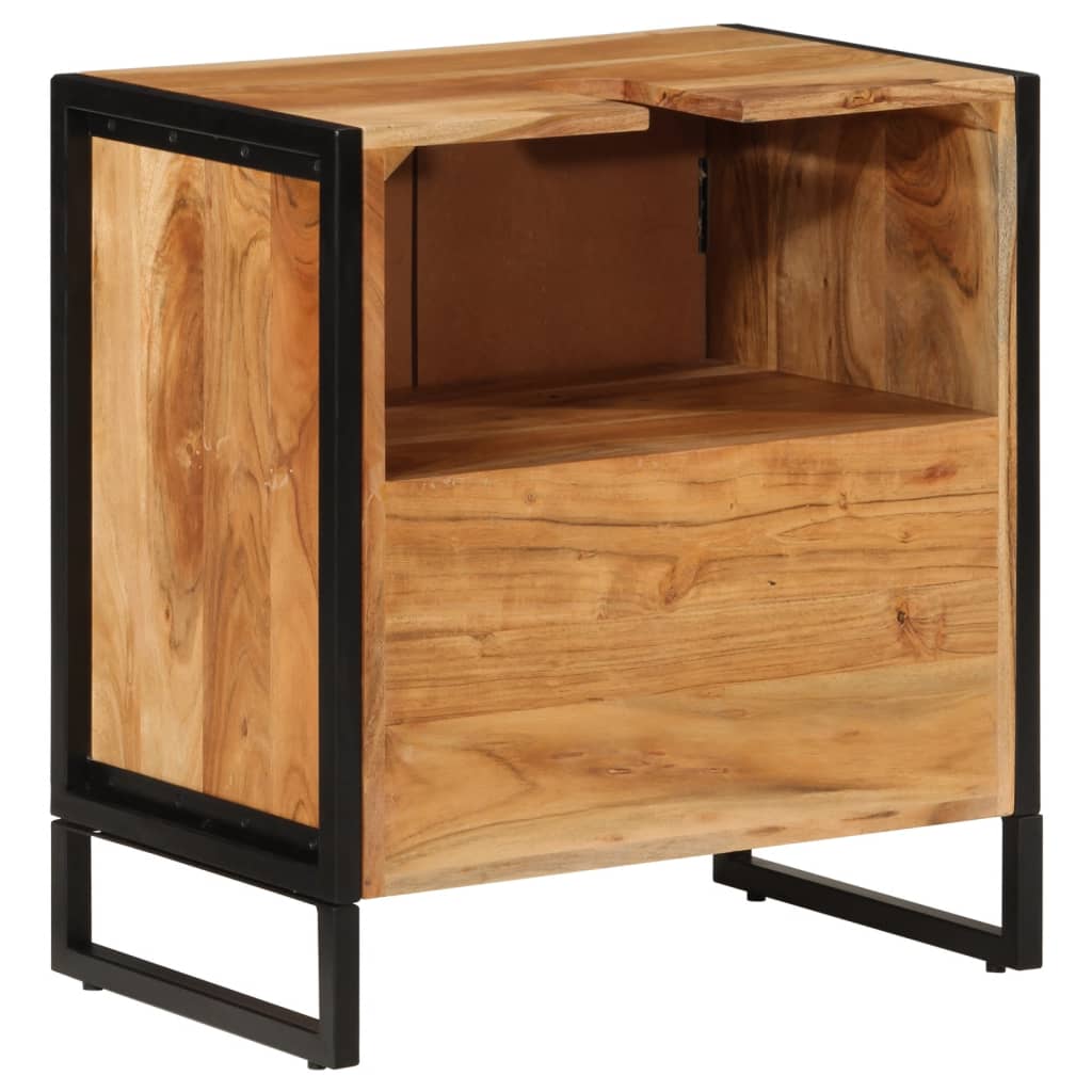 vidaXL Ντουλάπι Μπάνιου Επιτοίχιο 55x35x60 εκ. Μασίφ Ακακία/Σίδερο