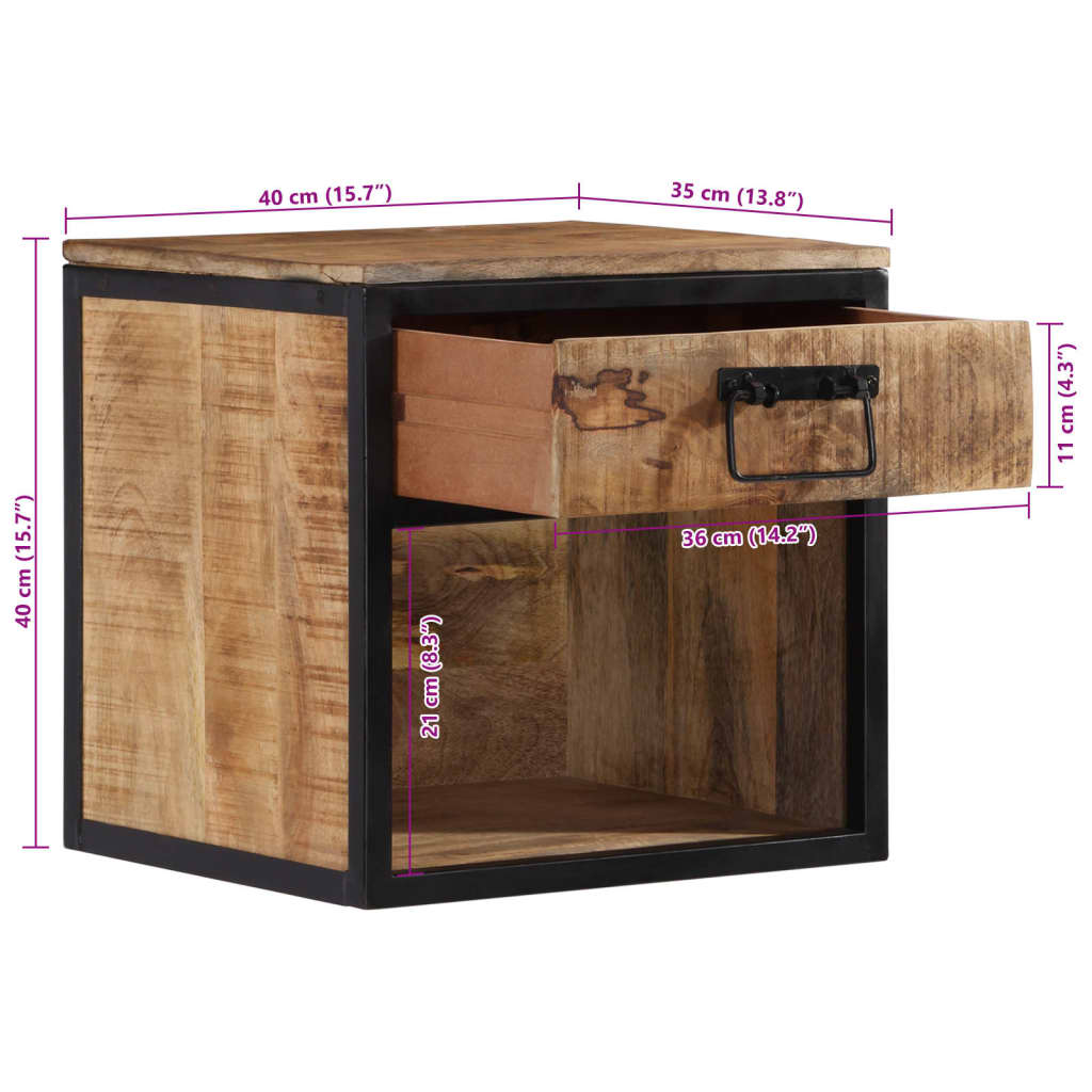 vidaXL Κομοδίνο 40x35x40 εκ. από Μασίφ Ξύλο Μάνγκο