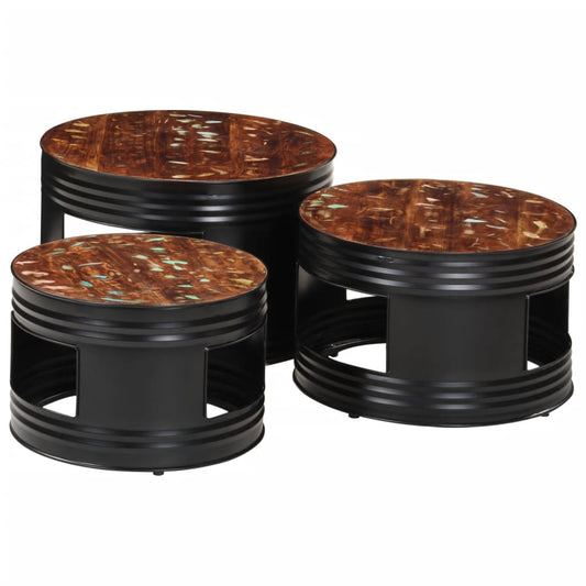 vidaXL Τραπέζια Μπαρ Σχήμα Ντραμς 3Τεμ. από Μασίφ Ανακυκλωμένο Ξύλο