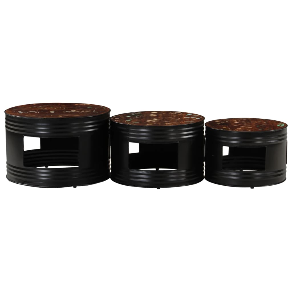 vidaXL Τραπέζια Μπαρ Σχήμα Ντραμς 3Τεμ. από Μασίφ Ανακυκλωμένο Ξύλο