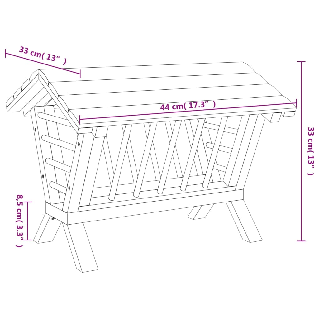 vidaXL Ταΐστρα Κουνελιών 44 x 33 x 33 εκ. από Μασίφ Ξύλο Ελάτης