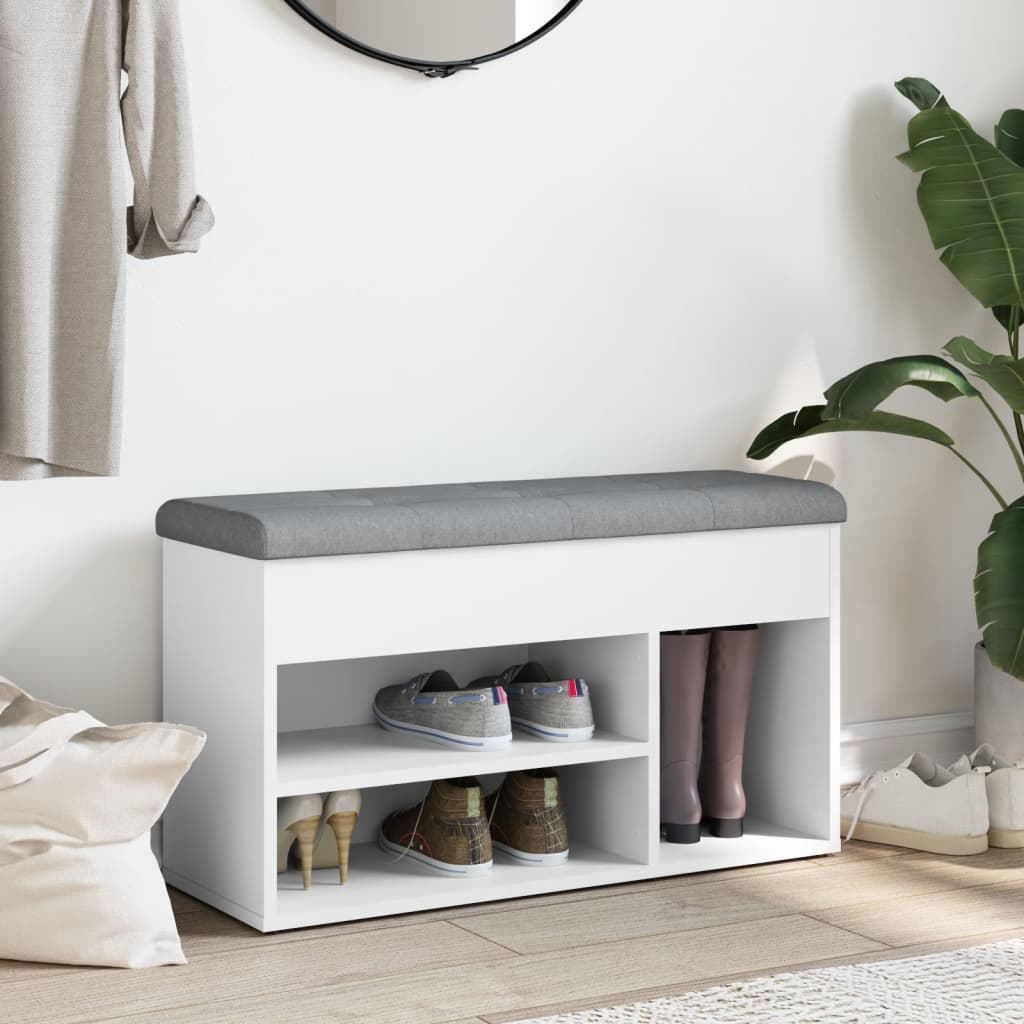 vidaXL Πάγκος Παπουτσιών Λευκό 82 x 32 x 45,5 εκ. από Τεχνητό Ξύλο