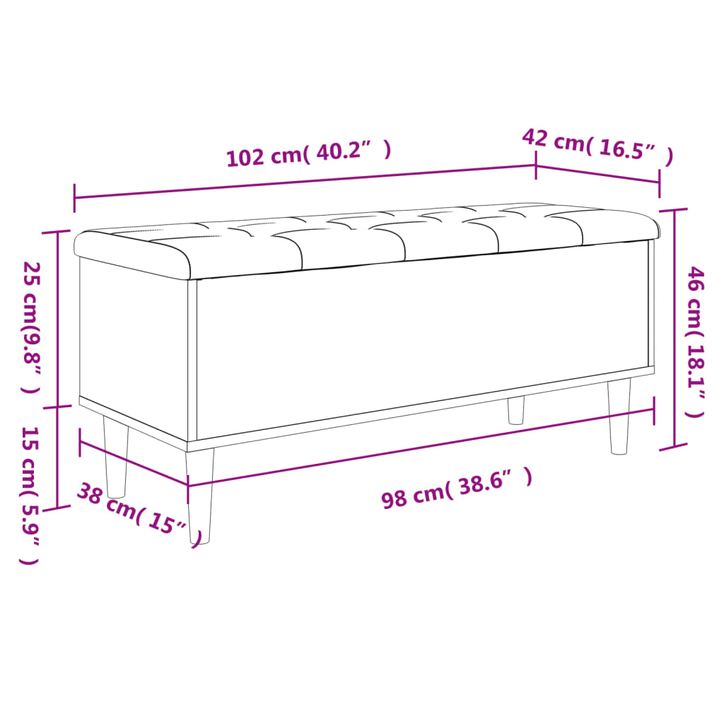 vidaXL Παγκάκι Αποθήκευσης Καφέ Δρυς 102x42x46 εκ. από Επεξ. Ξύλο