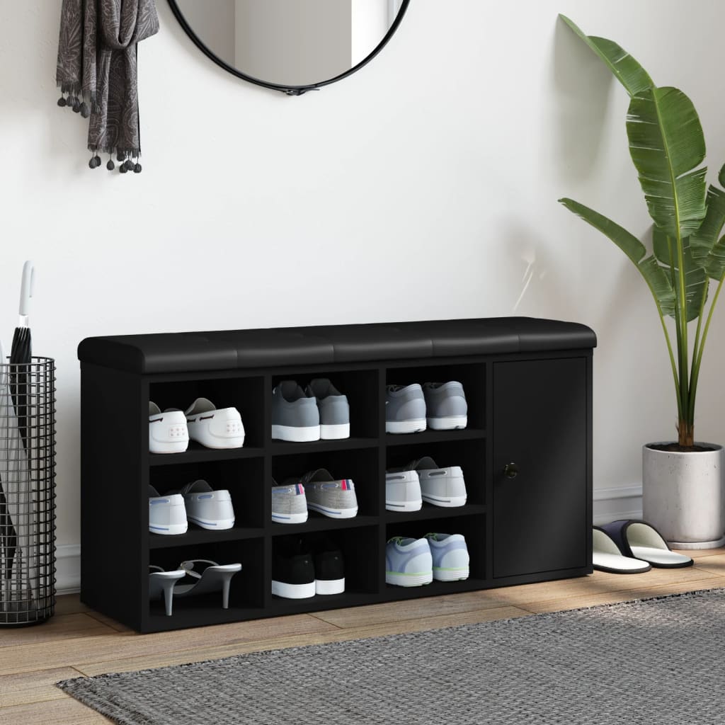 vidaXL Παπουτσοθήκη Μαύρη 102 x 32 x 50 εκ. από Επεξεργασμένο Ξύλο