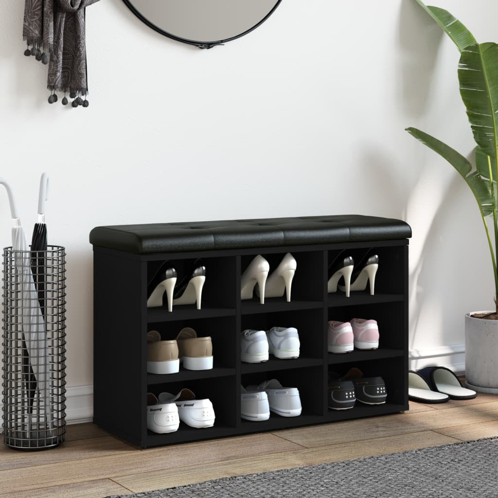 vidaXL Παπουτσοθήκη Μαύρη 82 x 32 x 50 εκ. από Επεξεργασμένο Ξύλο