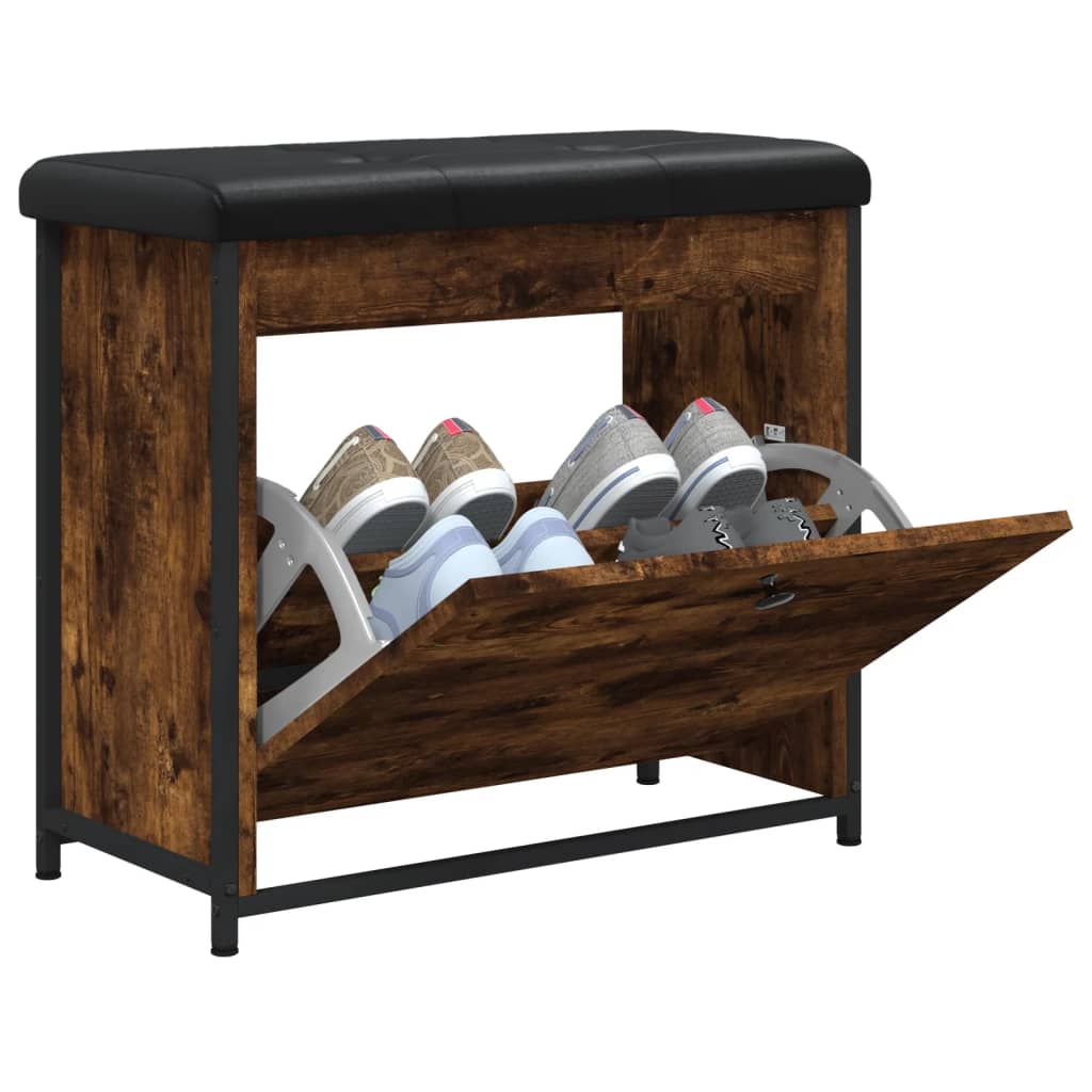 vidaXL Παπουτσοθήκη με Ανακλιν. Συρτάρι Καπνιστή Δρυς 62x32x56 εκ.