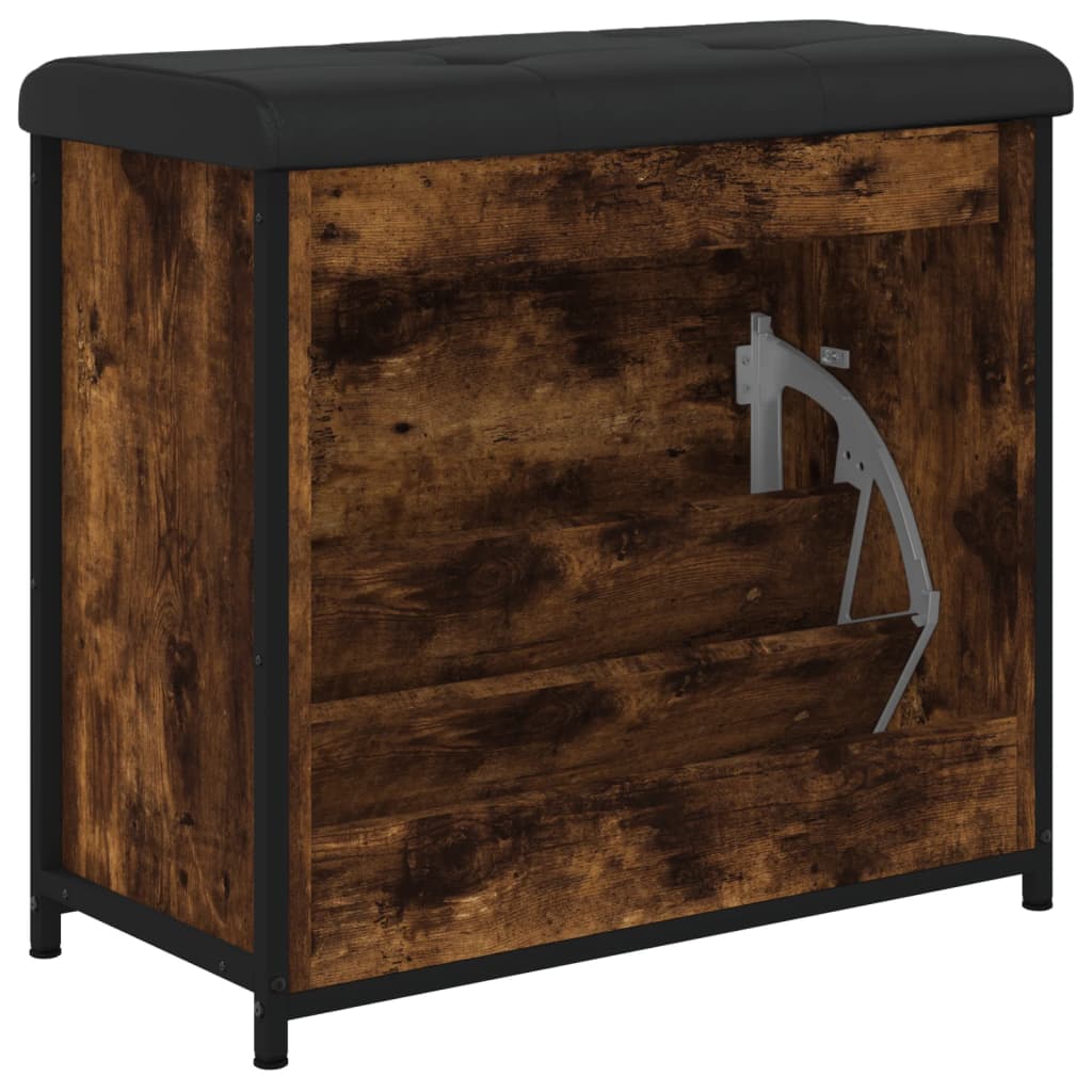 vidaXL Παπουτσοθήκη με Ανακλιν. Συρτάρι Καπνιστή Δρυς 62x32x56 εκ.