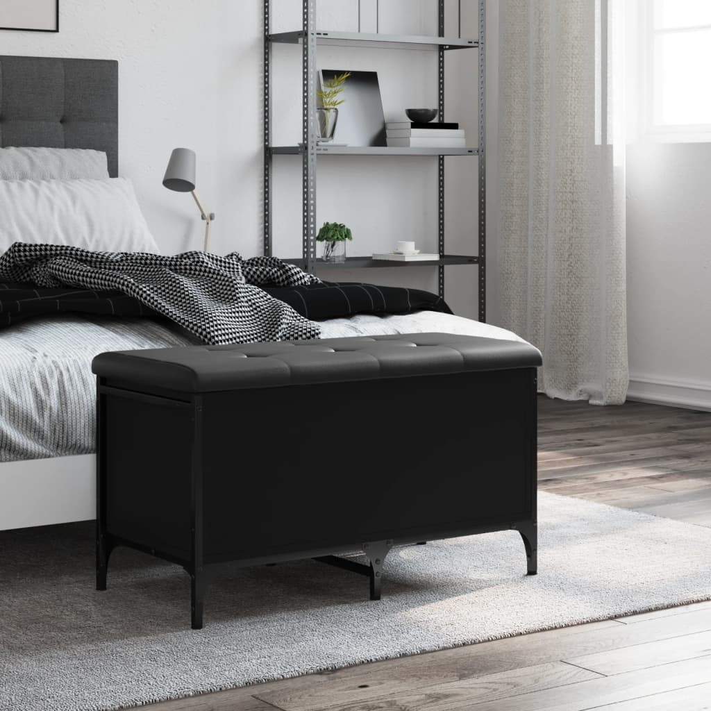 vidaXL Παγκάκι Αποθήκευσης Μαύρο 82x42x45 εκ. από Επεξεργασμένο Ξύλο