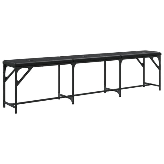 vidaXL Πάγκος Τραπεζαρίας Μαύρος 186x32x45 εκ. Ατσάλι/Συνθετικό Δέρμα