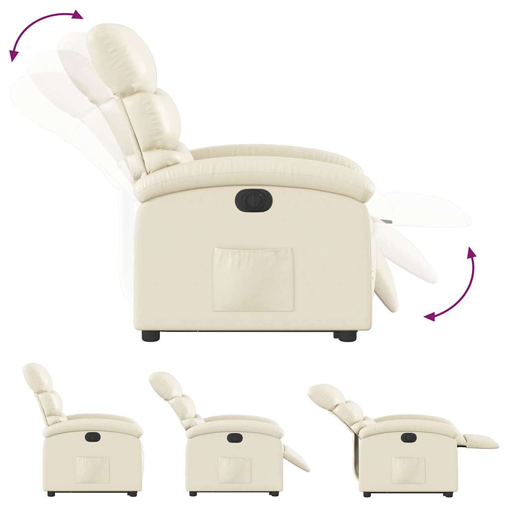 vidaXL Πολυθρόνα Ηλεκτρ. Ανακλινόμενη με Ανύψωση Κρεμ Συνθ.Δέρμα