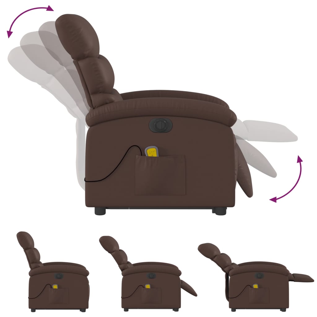 vidaXL Πολυθρόνα Μασάζ Ηλεκ Ανακλινόμενη με Ανύψωση Συνθετικό Δέρμα