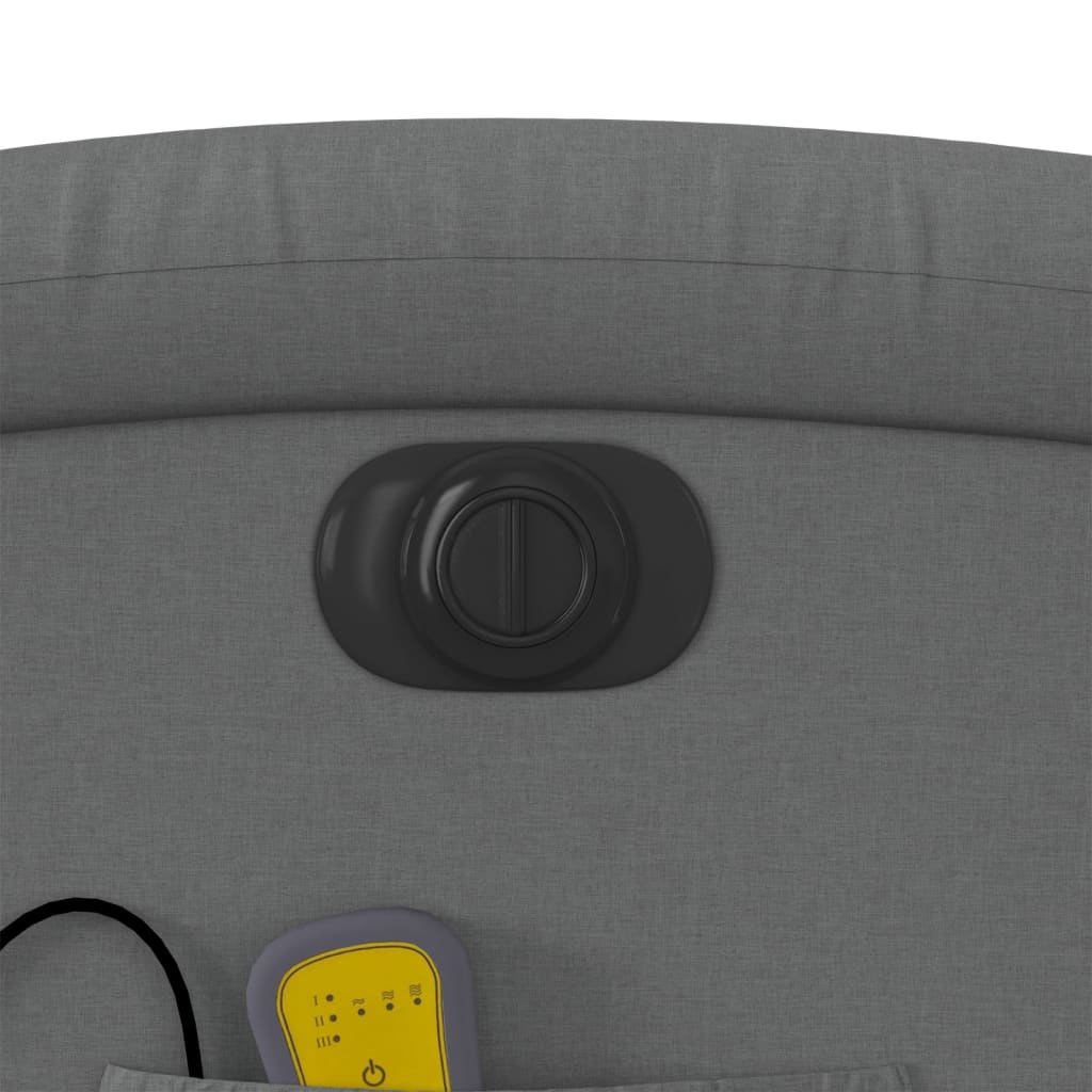 vidaXL Πολυθρόνα Μασάζ Ηλεκ. Ανακλινόμενη Ανύψωση Σκ. Γκρι Υφασμάτινη