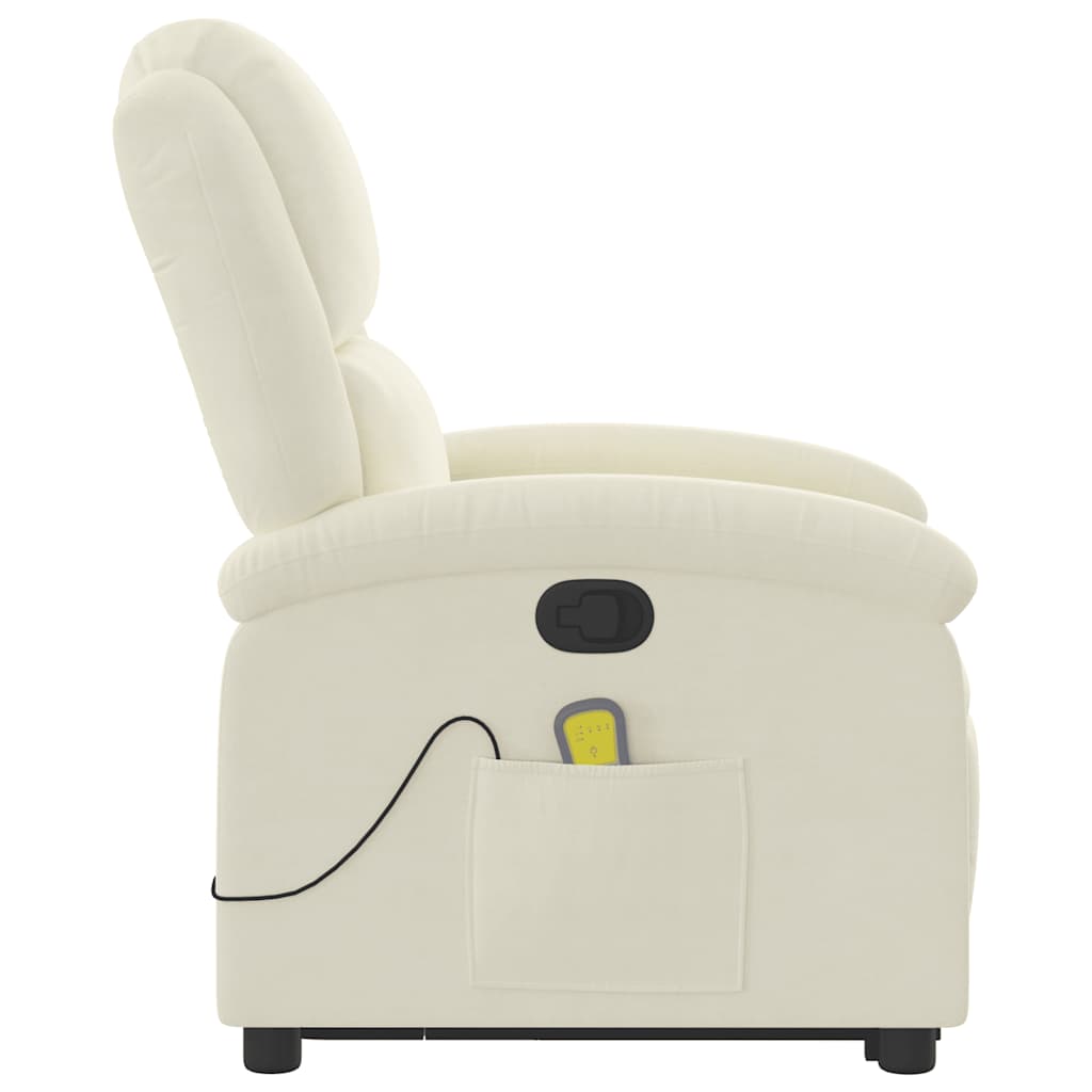 vidaXL Πολυθρόνα Μασάζ Ανακλινόμενη με Ανύψωση Κρεμ Βελούδινη