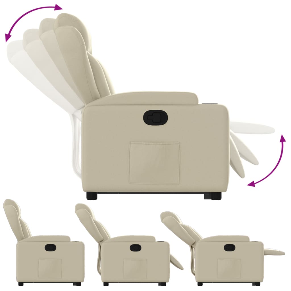 vidaXL Πολυθρόνα Ανακλινόμενη με Ανύψωση Κρεμ από Συνθετικό Δέρμα