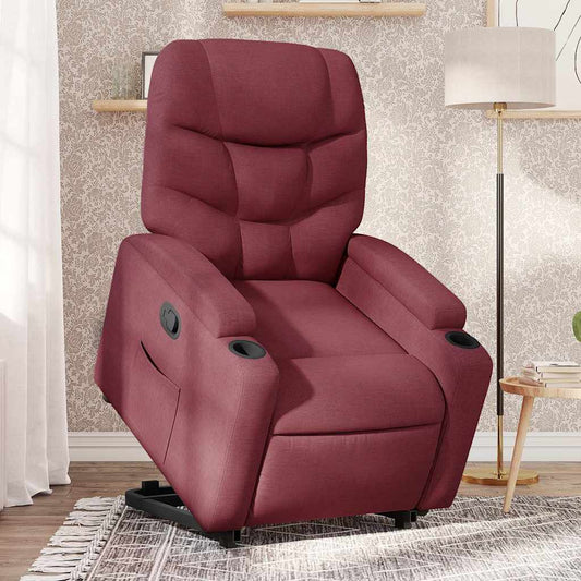 vidaXL Πολυθρόνα Ανακλινόμενη με Ανύψωση Μπορντό Υφασμάτινη