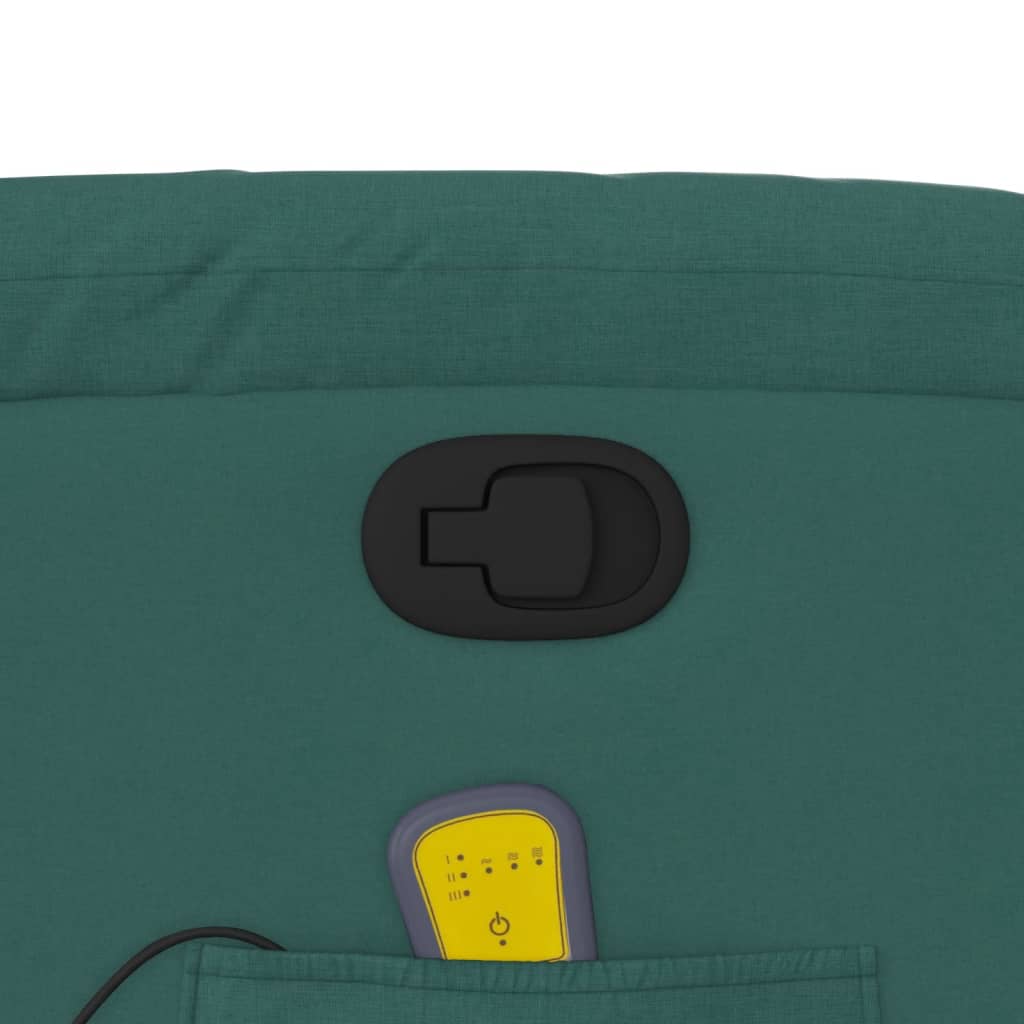 vidaXL Πολυθρόνα Μασάζ Ανακλινόμενη με Ανύψωση Σκούρο Πράσινη Υφασμ.