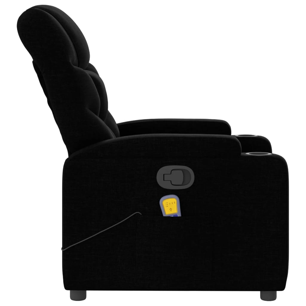 vidaXL Πολυθρόνα Μασάζ με Ανακλινόμενη Πόρτα Μαύρη Υφασμάτινη