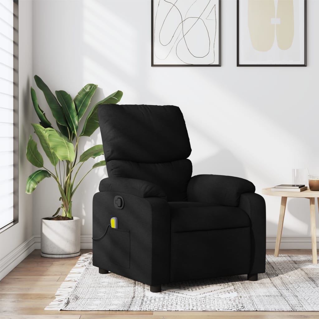 vidaXL Πολυθρόνα Μασάζ με Ανακλινόμενη Πόρτα Μαύρη Υφασμάτινη