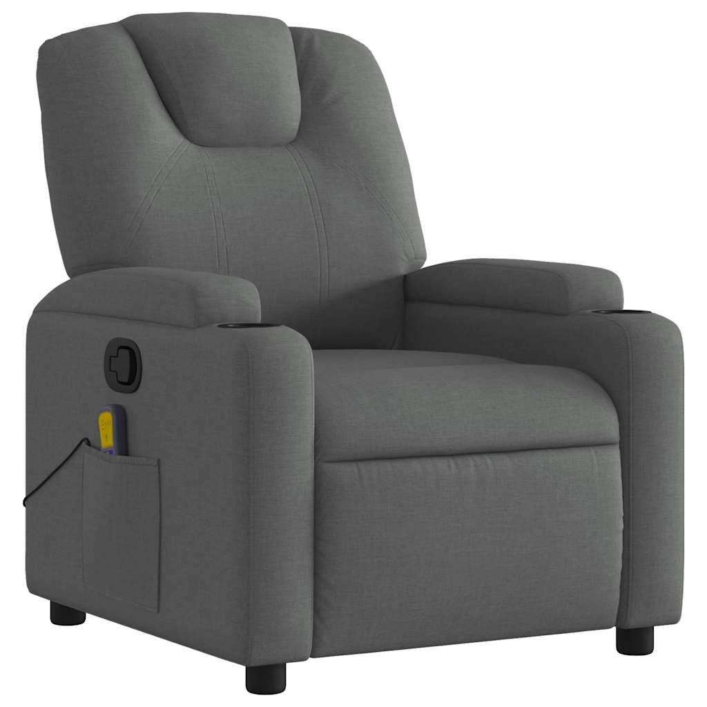 vidaXL Πολυθρόνα Μασάζ με Ανακλινόμενη Πόρτα Σκούρο Γκρι Υφασμάτινη