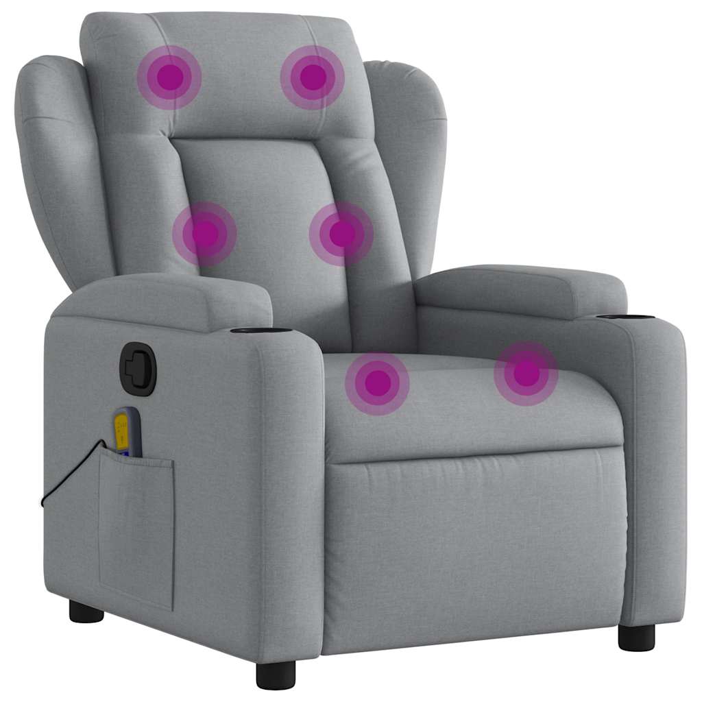 vidaXL Πολυθρόνα Μασάζ με Ανακλινόμενη Πόρτα Ανοιχτό Γκρι Υφασμάτινη