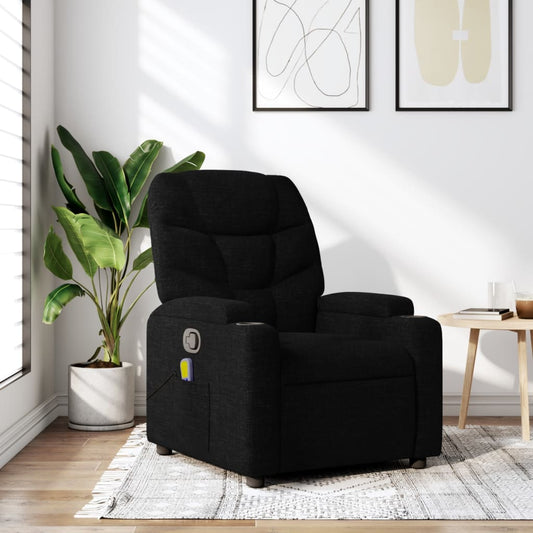 vidaXL Πολυθρόνα Μασάζ με Ανακλινόμενη Πόρτα Μαύρη Υφασμάτινη