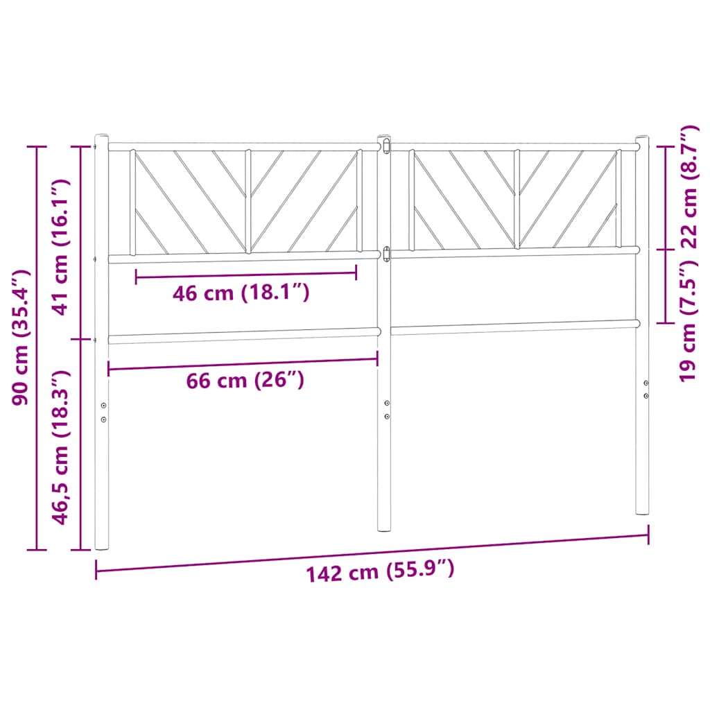 vidaXL Ανταλλακτικό κεφαλάρι Λευκό 135 εκ. Μεταλλικό