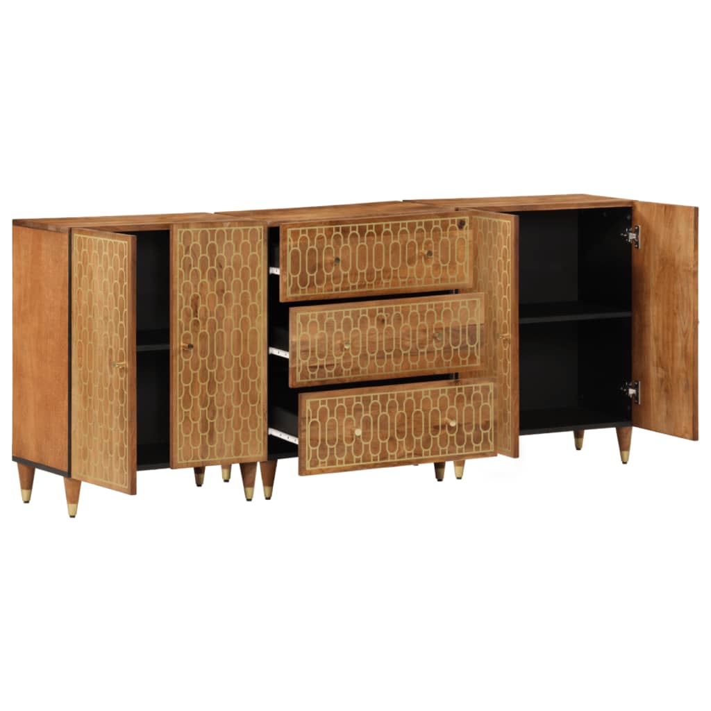 vidaXL Βοηθητικά Ντουλάπια 3 Τεμ. 60x33x75 εκ. από Μασίφ Ξύλο Μάνγκο