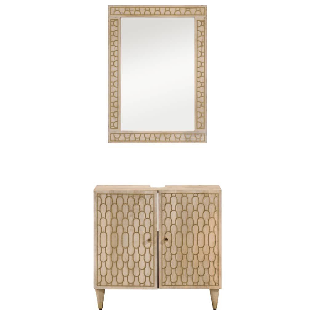 vidaXL Έπιπλα Μπάνιου Σετ 2 Τεμαχίων από Μασίφ Ξύλο Μάνγκο