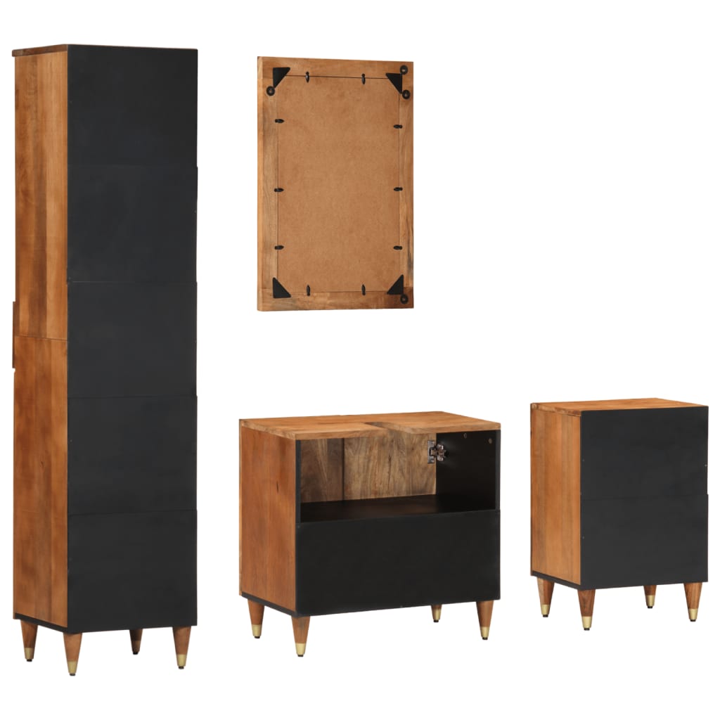 vidaXL Έπιπλα Μπάνιου Σετ 4 Τεμαχίων από Μασίφ Ξύλο Μάνγκο