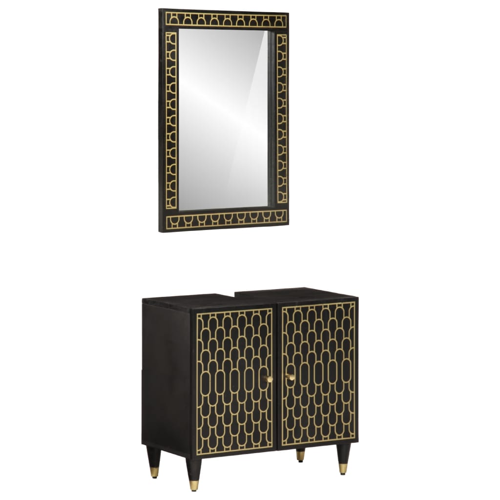 vidaXL Έπιπλα Μπάνιου Σετ 2 Τεμαχίων από Μασίφ Ξύλο Μάνγκο