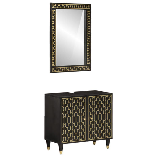 vidaXL Έπιπλα Μπάνιου Σετ 2 Τεμαχίων από Μασίφ Ξύλο Μάνγκο