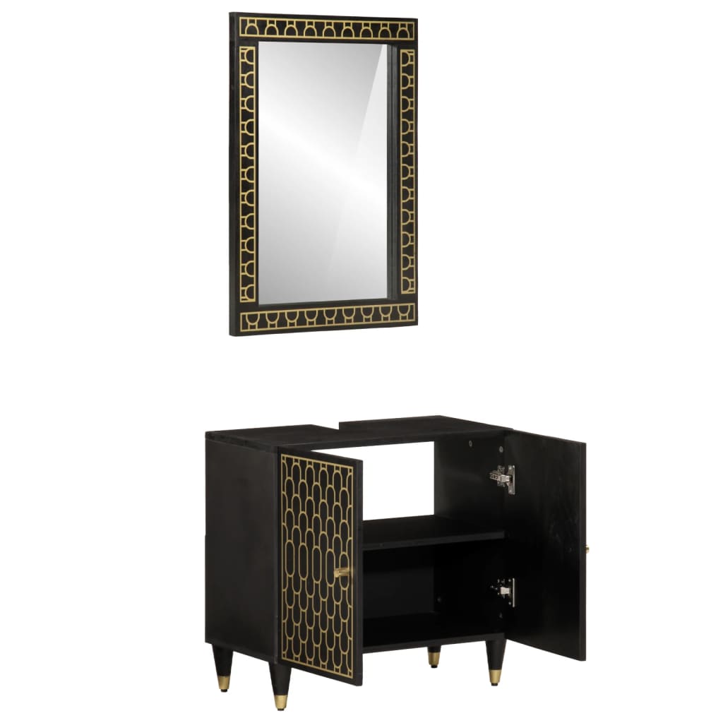 vidaXL Έπιπλα Μπάνιου Σετ 2 Τεμαχίων από Μασίφ Ξύλο Μάνγκο