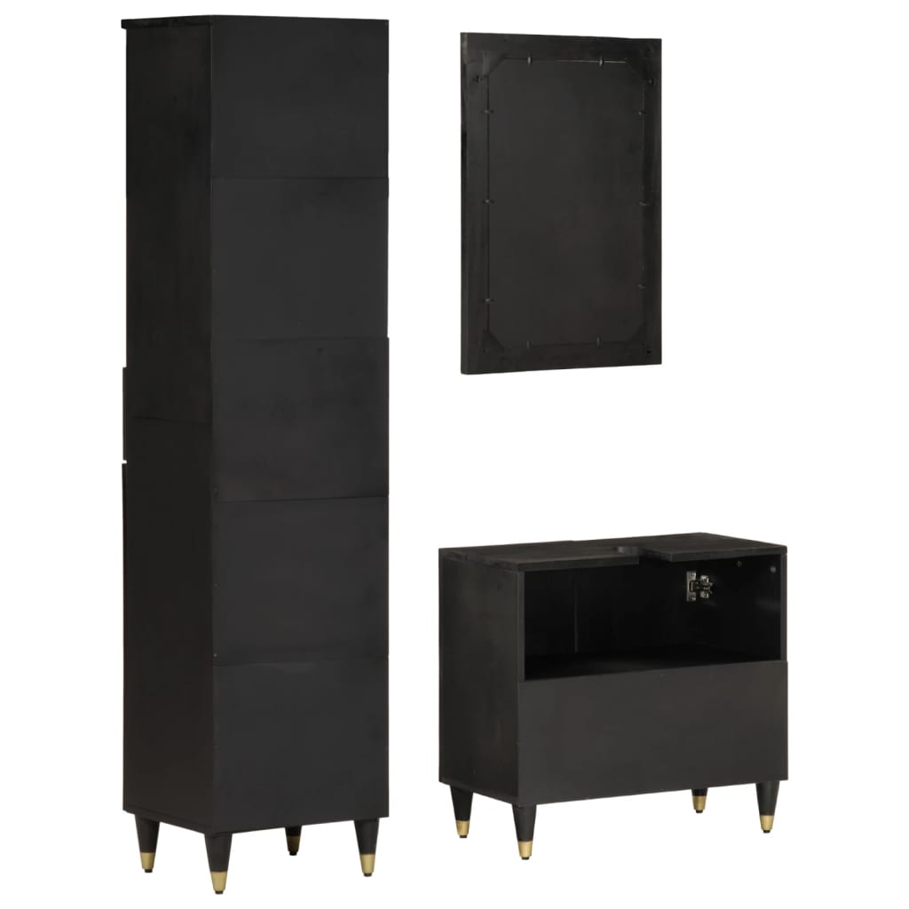 vidaXL Έπιπλα Μπάνιου Σετ 3 Τεμαχίων από Μασίφ Ξύλο Μάνγκο