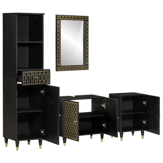 vidaXL Έπιπλα Μπάνιου Σετ 4 Τεμαχίων από Μασίφ Ξύλο Μάνγκο