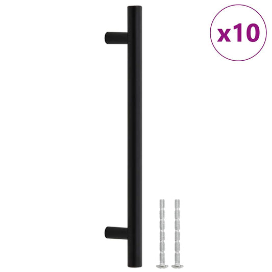 vidaXL Λαβές Ντουλαπιών 10 τεμ. Μαύρες 160 χιλ. από Ανοξείδωτο Ατσάλι