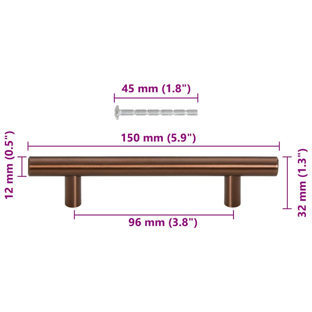 vidaXL Λαβές Ντουλαπιών 10 τεμ. Μπρονζέ 96 χιλ. από Ανοξείδωτο Ατσάλι