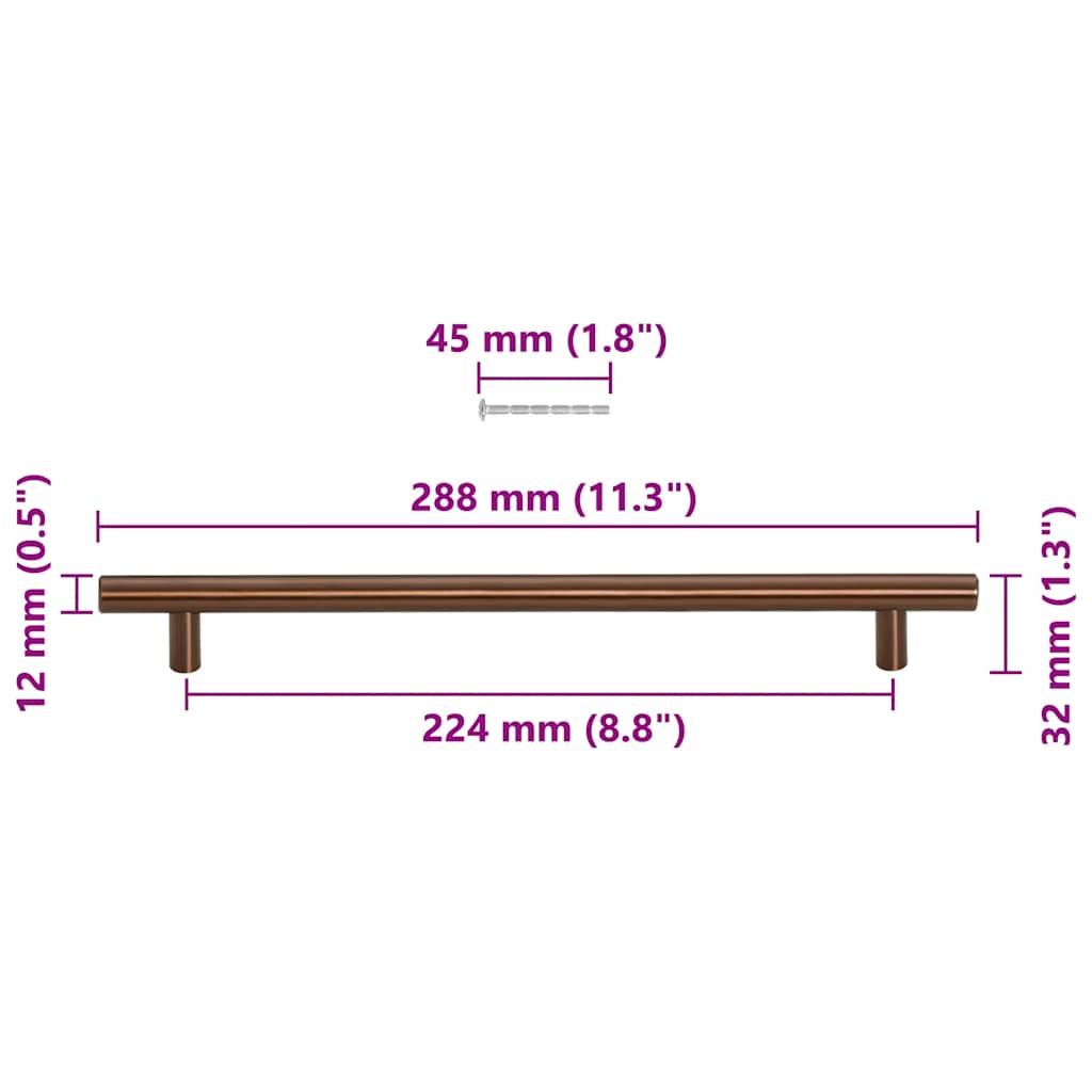 vidaXL Λαβές Ντουλαπιών 5 τεμ. Μπρονζέ 224 χιλ. από Ανοξείδωτο Ατσάλι