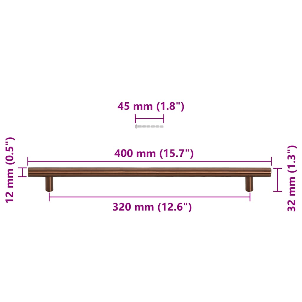 vidaXL Λαβές Ντουλαπιών 5 τεμ. Μπρονζέ 320 χιλ. από Ανοξείδωτο Ατσάλι