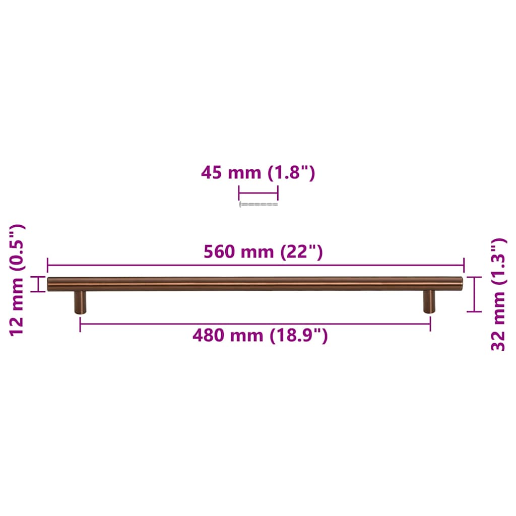 vidaXL Λαβές Ντουλαπιών 5 τεμ. Μπρονζέ 480 χιλ. από Ανοξείδωτο Ατσάλι