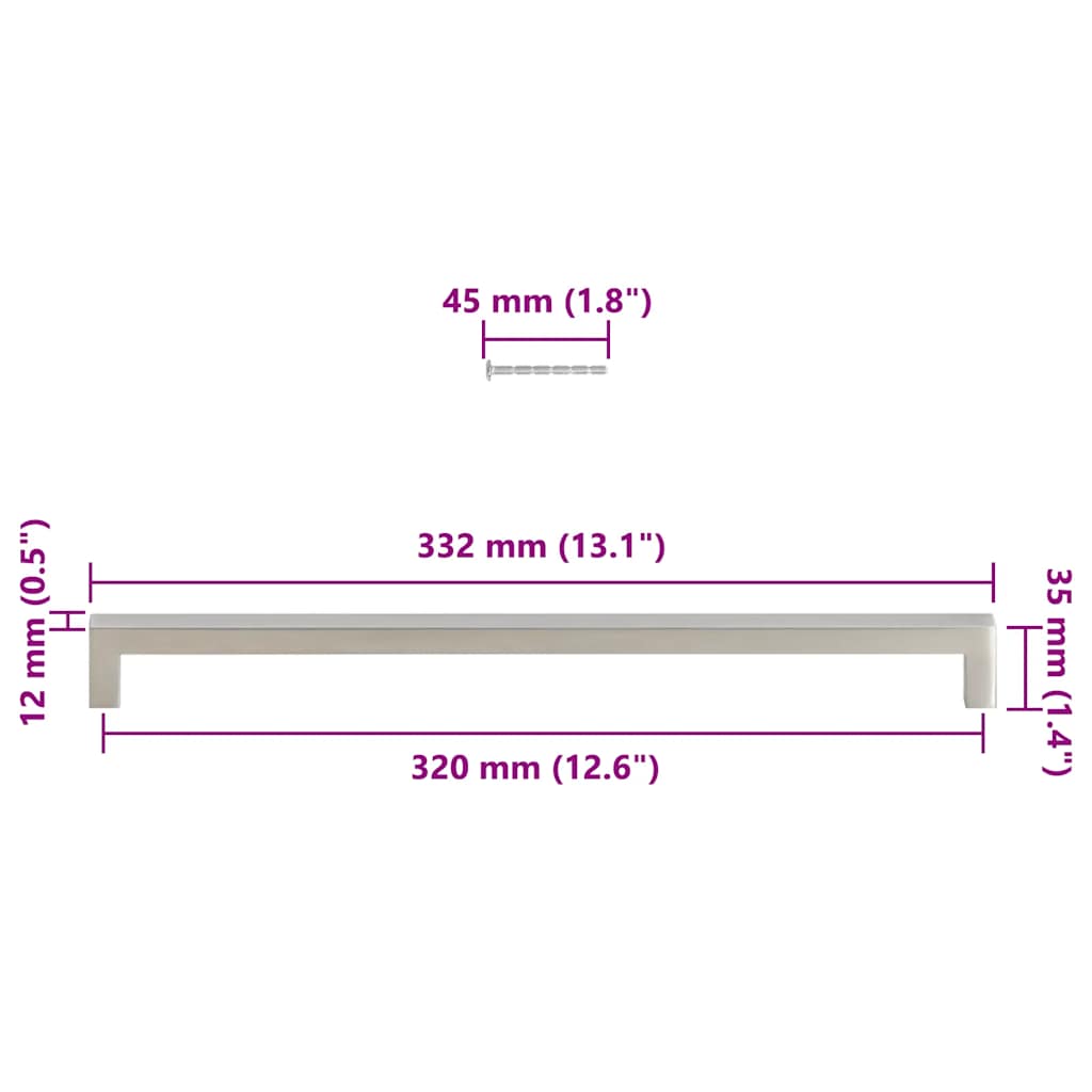 vidaXL Λαβές Ντουλαπιών 5 τεμ. Ασημί 320 χιλ. από Ανοξείδωτο Ατσάλι