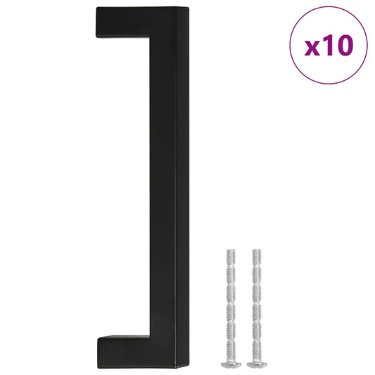 vidaXL Λαβές Ντουλαπιών 10 τεμ. Μαύρες 128 χιλ. από Ανοξείδωτο Ατσάλι