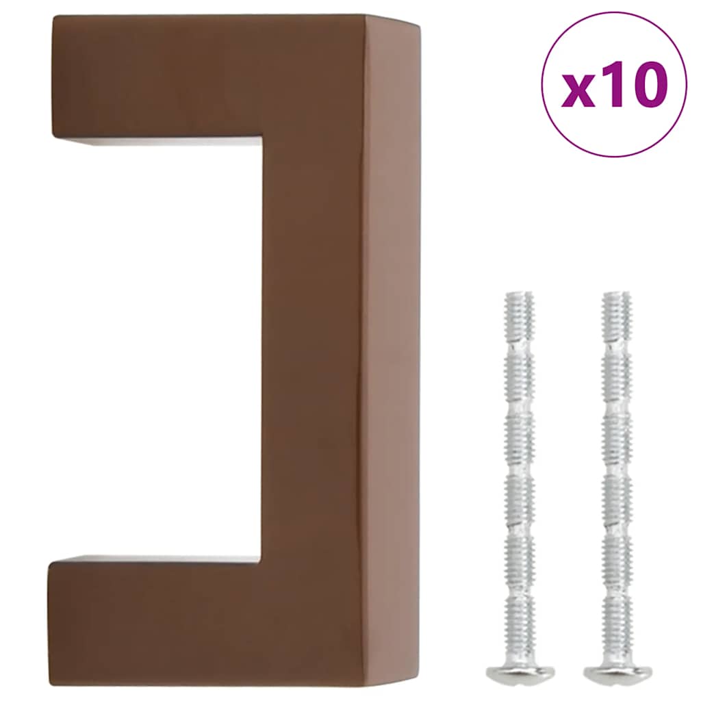 vidaXL Λαβές Ντουλαπιών 10 τεμ. Μπρονζέ 64 χιλ. από Ανοξείδωτο Ατσάλι