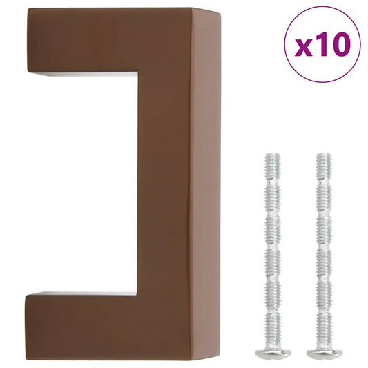 vidaXL Λαβές Ντουλαπιών 10 τεμ. Μπρονζέ 64 χιλ. από Ανοξείδωτο Ατσάλι