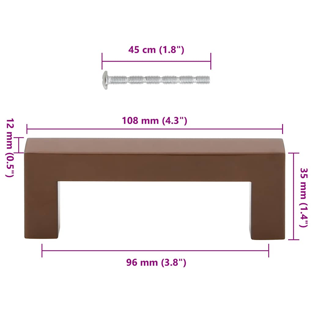 vidaXL Λαβές Ντουλαπιών 10 τεμ. Μπρονζέ 96 χιλ. από Ανοξείδωτο Ατσάλι