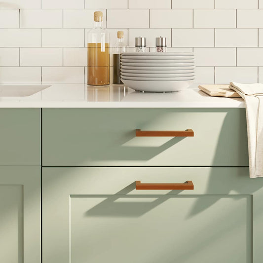 vidaXL Λαβές Ντουλαπιών 10 τεμ. Μπρονζέ 128 χιλ. από Ανοξείδωτο Ατσάλι