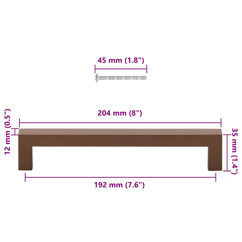 vidaXL Λαβές Ντουλαπιών 5 τεμ. Μπρονζέ 192 χιλ. από Ανοξείδωτο Ατσάλι